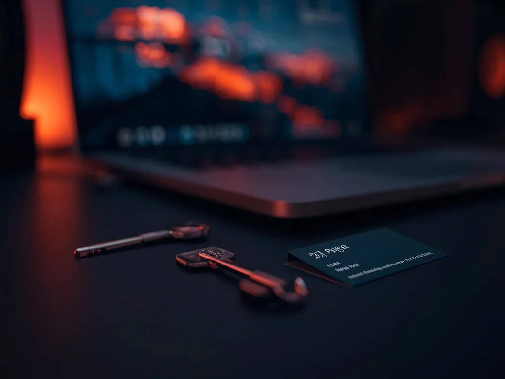 Two keys beside a playlist card and a server card on a desk